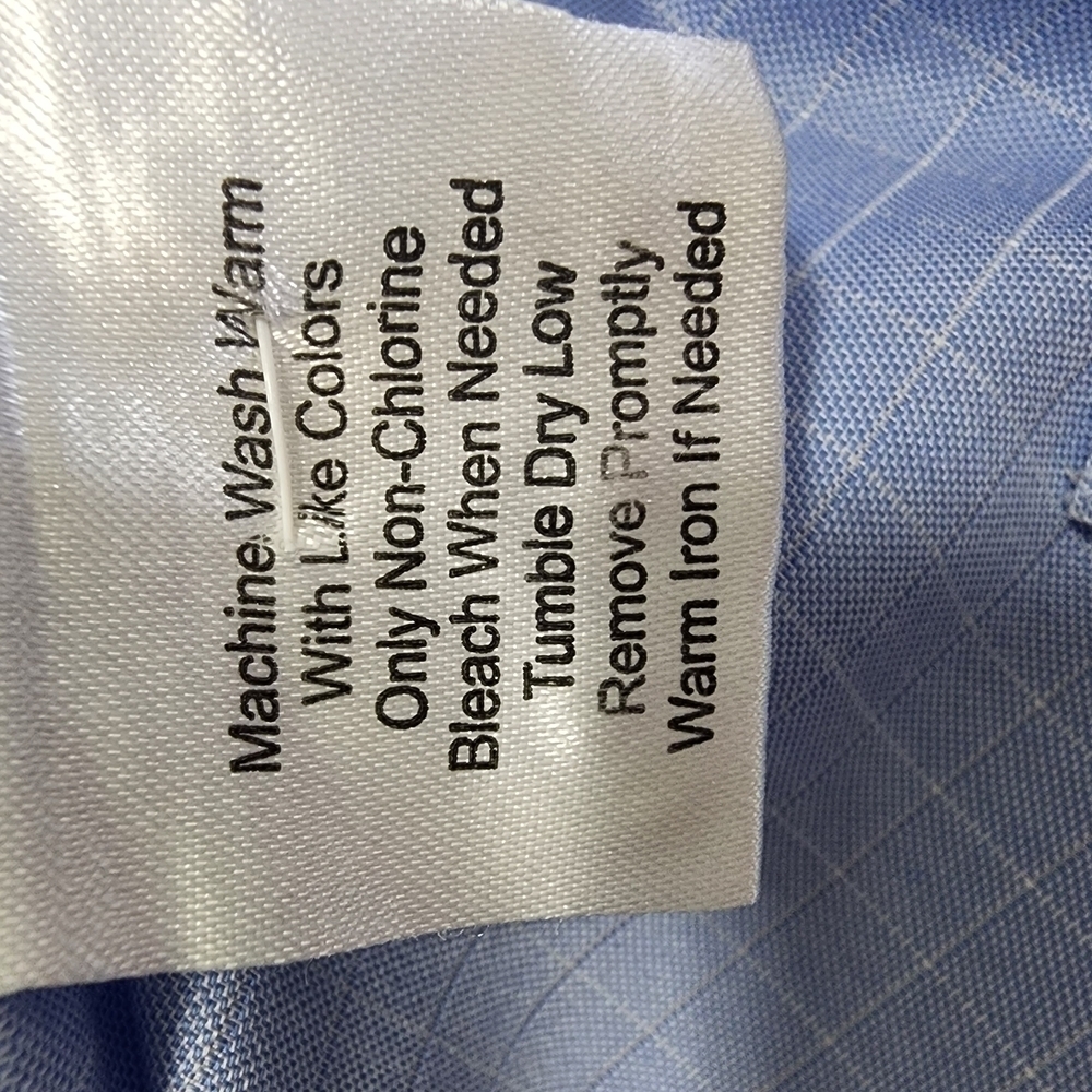 Pronto Uomo Non-Iron Blue Dress Shirt with Point Collar - 17 (36/37) - Picture 6 of 7